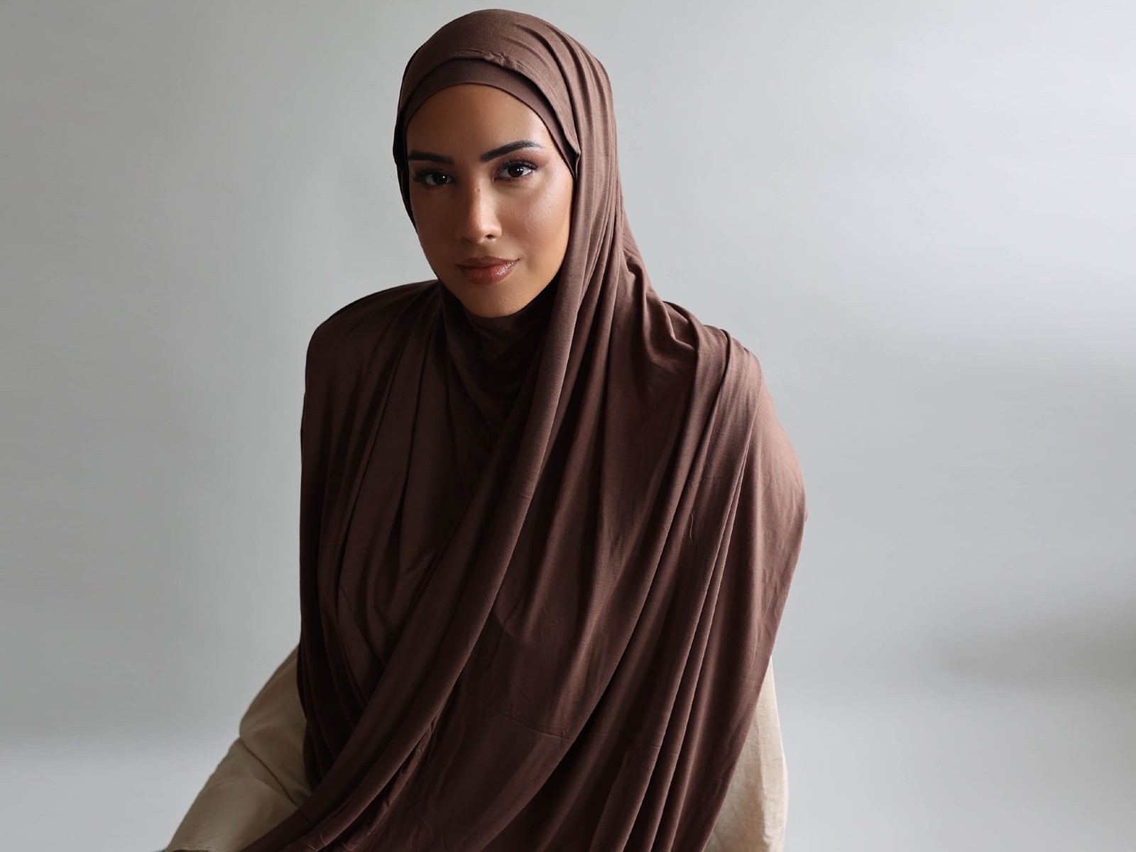 Premium Jersey Hijab Set - Chocolate