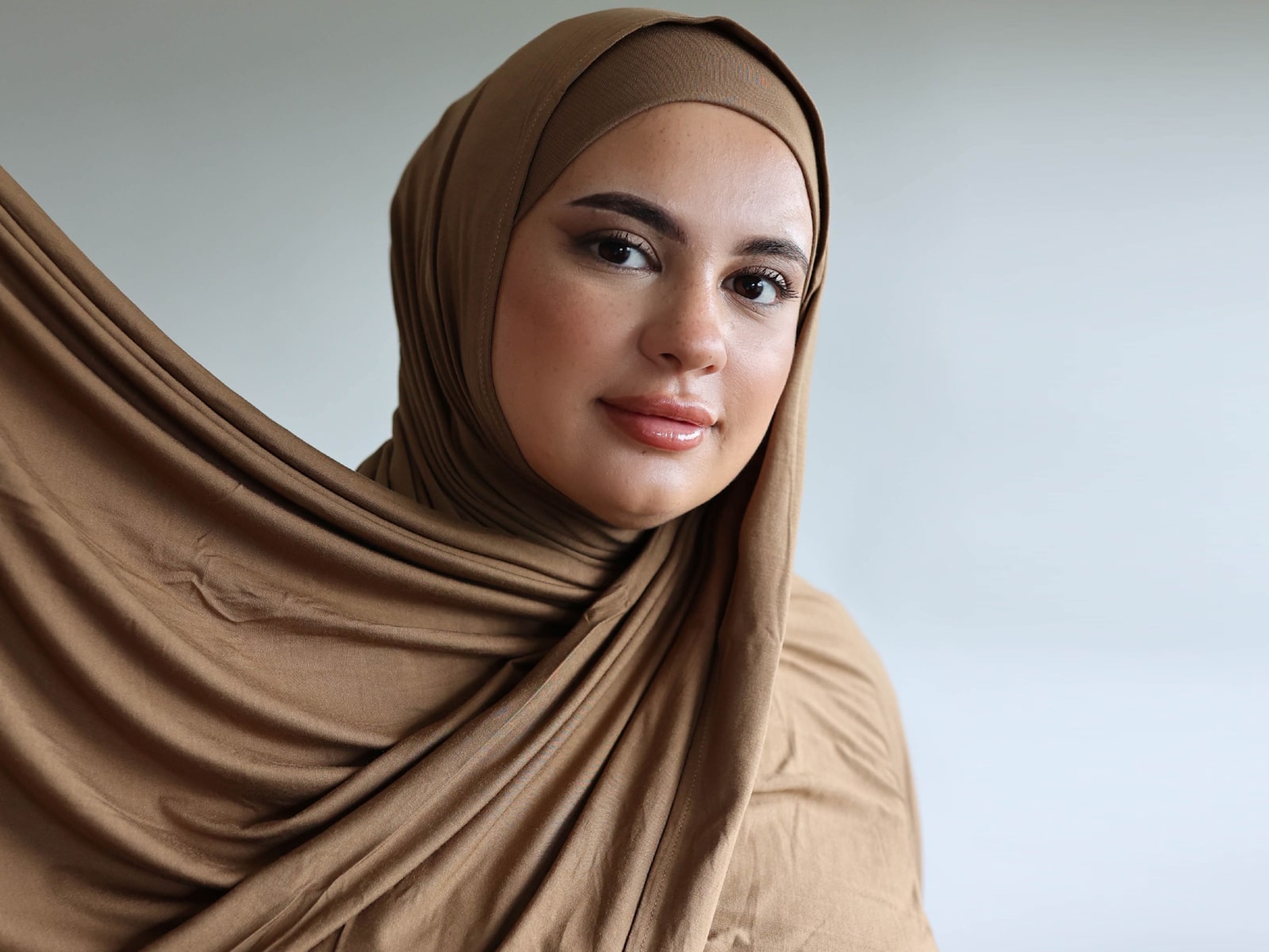 Premium Jersey Hijab Set - Caramel